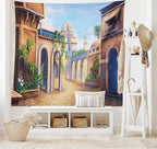 Lunarable City Tapestry King Size, Babylon City Gardens Architecture 7 Wonders of the World, Wall Hanging Bedspread Bed Cover Wall Decor, 104" X 88", Caramel Green