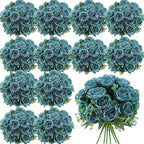 Geosar 16 Bundles Artificial Peonies Flowers Fake Silk Peony Bouquet Faux Peonies Flowers Bulk for Decoration Vase Floral Arrangements Wedding Party Table (Teal)