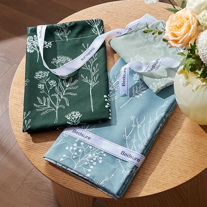 Bedsure Oversized Queen Comforter Set - Mineral Blue Bed Set, 3 Pieces Cute Floral Bedding, 1 Soft Reversible Botanical Flowers Comforter and 2 Pillow Shams