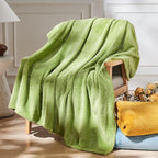 NEWCOSPLAY Super Soft Queen Blanket Green Premium Silky Flannel Fleece Leaves Pattern Lightweight Bed Blanket All Season Use (Green, Queen(90"x90"))