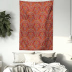Lunarable Paisley Tapestry Twin Size, Vibrant Colored Pattern with Various Oriental Design Elements Boho Influence, Wall Hanging Bedspread Bed Cover Wall Decor, Twin Size, Ruby, 68" Width x 88" Length