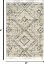 Nourison Home Scandinavian Shag Ivory/Grey 5'3" x 7'9" Area Rug, Easy Clean, Non Shedding, Bed Room, Living Room, Dining Room, Kitchen (5x8)