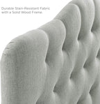 Modway Annabel Tufted Button Linen Fabric Upholstered Queen Headboard in Gray