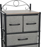 Household Essentials Victoria Dresser Tower Storage Organizer with 8 Drawers Black Metal Frame and Ashwood Rustic Wood Grain Top
