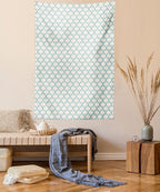 Ambesonne Ikat Tapestry, Mesh Patterns and Lines on Vintage Backdrop Retro Ikat Style Boho Print, Wall Hanging for Bedroom Living Room Dorm Decor, 40" X 60", Turquoise Cream