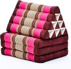 Leewadee - Comfortable Japanese Floor Mattress Used As Thai Floor Bed with Triangle Cushion, Futon Mattress Or Thai Massage Mat, 67 x 21 inches, Auburn Pink