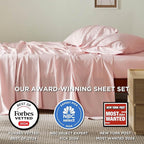 Bedsure King Size Sheets Set, Cooling Sheets for Hot Sleepers, Rayon Derived from Bamboo, Breathable & Soft, Deep Pocket Up to 16 Inches, Hotel Luxury Silky Bedding, Pink