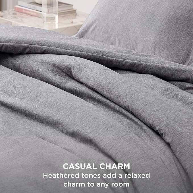 Bedsure Twin/Twin XL Comforter Set - Dark Grey Soft Bedding for All Seasons, Cationic Dyed Bed Set, 2 Pieces, 1 Twin Size Comforter (68"x88") and 1 Pillow Sham (20"x26"+2")