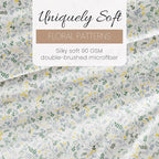 Linen Market Double-Brushed Patterned Microfiber California King Sheet Set 4 Piece – Oeko-TEX Certified Ultra Soft & Wrinkle-Free - 16" Deep Pocket Sheets Easy Care Cal-King Size - Wildflower Blue