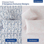 DREAMCARE King Size Sheets - Floral Sheets Bed Set - 4pcs King Sheet - Cooling Bed Sheets - King Size Sheet Sets - Soft & Long Lasting - Floral Blossom