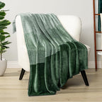 PAVILIA Green Ombre Fleece Throw Blanket for Couch, Soft Flannel Blanket for Sofa Bed Room, Plush Lightweight Emerald Forest Dark Green Gradient Blanket, Cozy Microfiber Decorative Gift Throw, 50x60