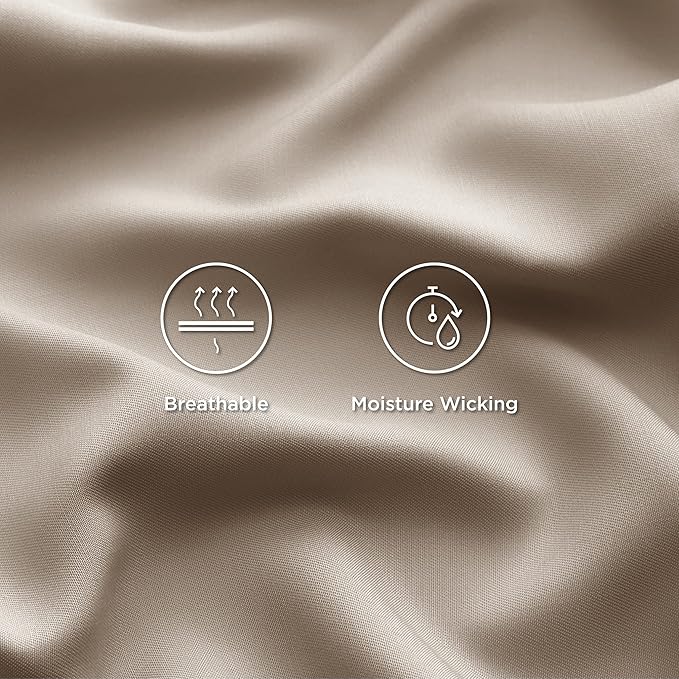 Bedsure Full Size Bed Sheets, Cooling Sheets, Rayon Derived from Bamboo, Breathable & Soft, Deep Pocket Up to 16 Inches, Hotel Luxury Silky Bedding for Hot Sleepers, Simply Taupe