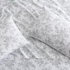 Laura Ashley - Flannel Sheets Queen Size, Anti-Pilling & Wrinkle Resistant Cotton, Touchably Soft for All-Season Comfort - Bed Sheets with Matching Pillowcases & Fitted Sheet (Vanessa Grey)
