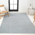 Eyely NCS101F-8 Odense High-Low Minimalist Angle Geometric Light Blue/Cream 8 ft. x 10 ft. Indoor/Outdoor Area Rug, for Home, Backyard, Patio, Porch, Bedroom, Kitchen, Living Room
