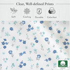 California Design Den Floral Pattern King Size Sheets Set - Luxury 400 Thread Count Sateen, Natural 100% Cotton Sheets, Deep Pockets, Cooling and Durable Bedding Set - Blooming Meadows