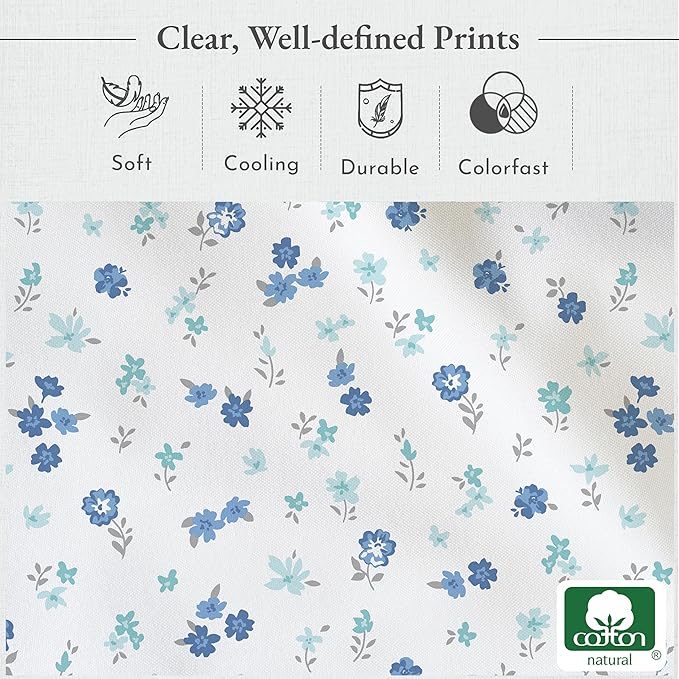 California Design Den Full Size Bed Sheets Set - 400 Thread Count Sateen, Natural 100% Cotton Sheets, Deep Pocket Cooling and Durable Bedding - Blooming Meadows