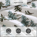 Eddie Bauer - Flannel Sheets Twin Size, Anti-Pilling & Wrinkle Resistant Cotton, Touchably Soft for All-Season Comfort - Bed Sheets with Matching Pillowcase & Fitted Sheet (Snowy Pine Trees Green)