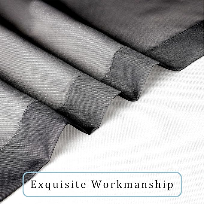 OWENIE Black Sheer Curtains, Sheer Curtains 84 inch Length 2 Panels Set, Rod Pocket Voile Fimly Sheer Drapes for Living Room/Bedroom, 2pcs, Each 42" W x 84" L, Black
