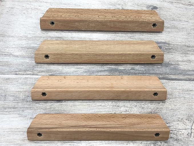 6Pcs 6.34" Wood Solid Furniture Pulls Handles, Painted Smoothly Wooden Handles Cupboard Closet Drawer Handle Pull,Hole Dis.5.04"