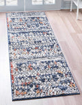 Rugs.com Morocco Collection Rug – 6 Ft Runner Navy Blue High-Pile Rug Perfect for Hallways, Entryways