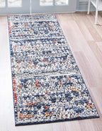 Rugs.com Morocco Collection Rug – 6 Ft Runner Navy Blue High-Pile Rug Perfect for Hallways, Entryways