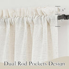RYB HOME Linen Sheer Curtains 63 inch Length 2 Panels, Privacy Semi Sheer Curtains Light Glare Filtering Country Rustic Drapes for Farmhouse Bedroom, Living Room Decor, 52" W x 63" L, Linen