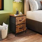 WLIVE Nightstand Set of 2, 2 Drawer Dresser for Bedroom, Small Dresser with 2 Drawers, Bedside Furniture, Night Stand, End Table for Bedroom, College Dorm, Rustic Brown Wood Grain Print
