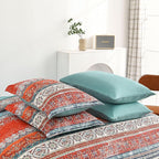 Cottolester Boho King Size Comforter Set 8 Pieces,Terracotta Comforter Bohemian Striped Bed in A Bag, Soft Microfiber Bedding Set for All Seasons