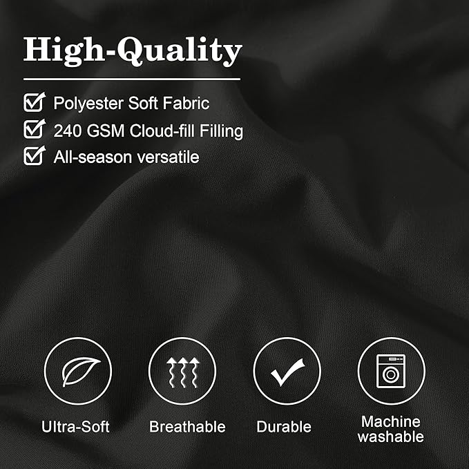 Monbix King Size Comforter Set - 7 Pieces Bed in a Bag King, Black Bedding Sets with Comforter, All Seasons Down Alternative Comforter Bed Set with Sheets, Pillowcases & Shams