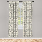 Ambesonne Dahlia Curtains, Vintage Style Garden Flower Sketches of Dahlia and Chrysanthemum Botany Theme, Window Treatments 2 Panel Set for Living Room Bedroom, Pair of - 28" x 84", Beige Black