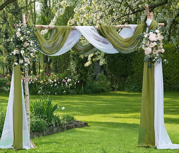 Warm Home Designs 24 Feet Long Sage Green Sheer Window Scarf. These XXL Length Valance Scarves 54 X 288 Inches in Size. Great as Bed Canopy or Wedding Arch Draping Fabric. AM Sage 288"