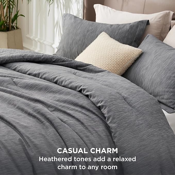 Bedsure California King Comforter Set -Charcoal Grey Soft Bedding for All Seasons, Cationic Dyed Bed Set, 3 Pieces, 1 California King Size Comforter (104"x96") and 2 Pillow Shams (20"x36"+2")