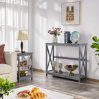 Yaheetech Console Table for Entryway, 2 Tier Narrow Sofa Table Bookshelf Accent Tables w/Storage Shelf, Living Room Entry Hall Foyer Tables Furniture, Grey