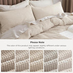 Bedsure Cotton Duvet Cover Full - 100% Cotton Waffle Weave Beige Duvet Cover Set, GentleSoft™ and Breathable Bedding Set for All Season, 3 Pieces, 80"x90"