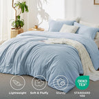 Bedsure Full Comforter Set - Light Blue Full Size Comforter, Soft Bedding for All Seasons, Cationic Dyed Bedding Set, 3 Pieces, 1 Comforter (82"x86") and 2 Pillow Shams (20"x26"+2")