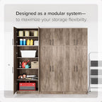Prepac Elite 32" Storage Cabinet, Gray Storage Cabinet with Hanging Rail and Shelves for Living room, Kitchen ang Laundry Room 24.5" D x 32" W x 65" H