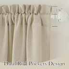 RYB HOME Sheer Curtains Linen Texture Living Room Bedroom Sliding Glass Door, Beige, W 52 x L 95, 2 Panels