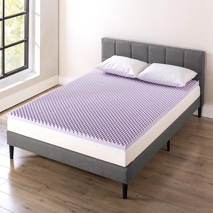 Best Price Mattress 2 Inch Egg Crate Memory Foam Mattress Topper with Soothing Lavender Infusion, CertiPUR-US Certified, Dorm Essentials, King