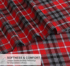 RUVANTI Flannel Sheets Full Size - 100% Cotton Double Brushed Bed Sheets Set, Deep Pockets 16 Inches, All Seasons Breathable & Extra Soft Full Sheets, Warm & Cozy, 4 Piece, Red Plaid