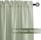 RYB HOME Linen Sheer Curtains and Drapes for Living Room and Dining Room 108 inches Length, Breathable Weave Textured/Rod Pocket Semi Sheer Curtains, Sage Green, W 52 x L 108 inches, 2 Panels Set