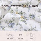 Laura Ashley - Flannel Sheets Full Size, Anti-Pilling & Wrinkle Resistant Cotton, Touchably Soft for All-Season Comfort - Bed Sheets with Matching Pillowcases & Fitted Sheet (Le Fleur Cottage Blue)