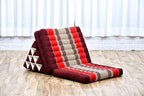 Leewadee - Comfortable Japanese Floor Mattress - Thai Floor Bed with Triangle Cushion - Futon Mattress - Thai Massage Mat, 67 x 21 inches, Red, Kapok Filling