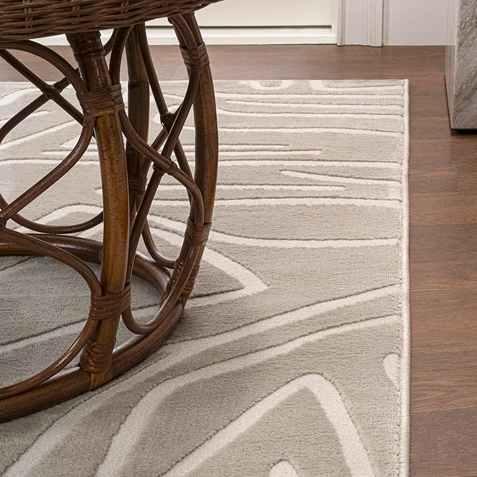 JONATHAN Y Graphic Lines High-Low Indoor Area Rug 3X5 Beige/Cream, Alcina Modern Scandinavian for Living Room, Bedroom, Kitchen, Easy-Cleaning, High Traffic, Pet-Friendly, Non-Shedding SND102A-3