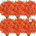 SHareconn 48 Bundles Artificial Fall Flowers for Outdoors Decoration,UV Resistant Silk Eucalyptus Lavender Faux Autumn Fake Plants for Outside Indoor Garden Yard Porch Home Decor,SunsetRedAutumnColour