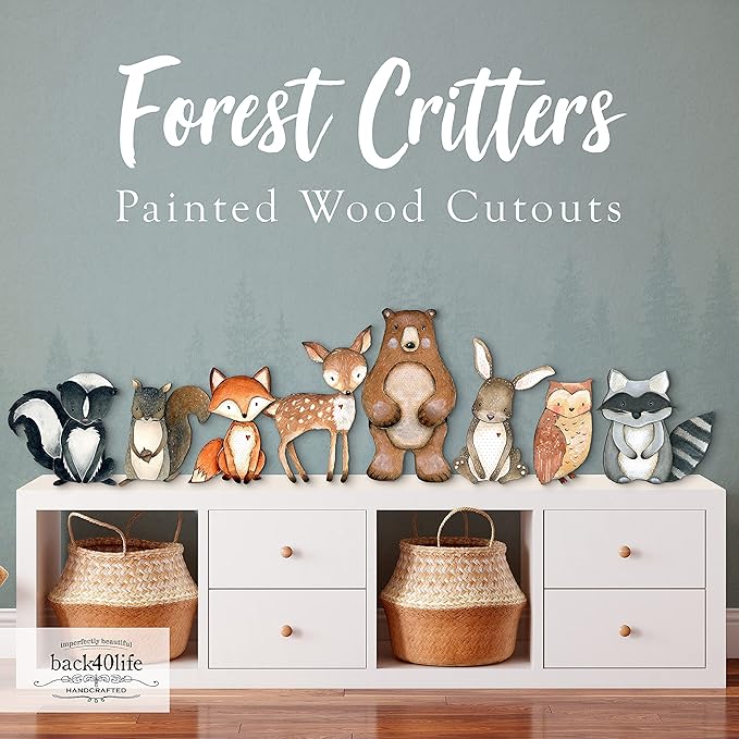 Back40Life Forest Critters Painted Wooden Animal Cutout Shapes (Small (Bundle of 8))