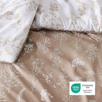 Bedsure King Comforter Set - Light Taupe Bed Set, 3 Pieces Cute Floral Bedding, 1 Soft Reversible Botanical Flowers Comforter and 2 Pillow Shams