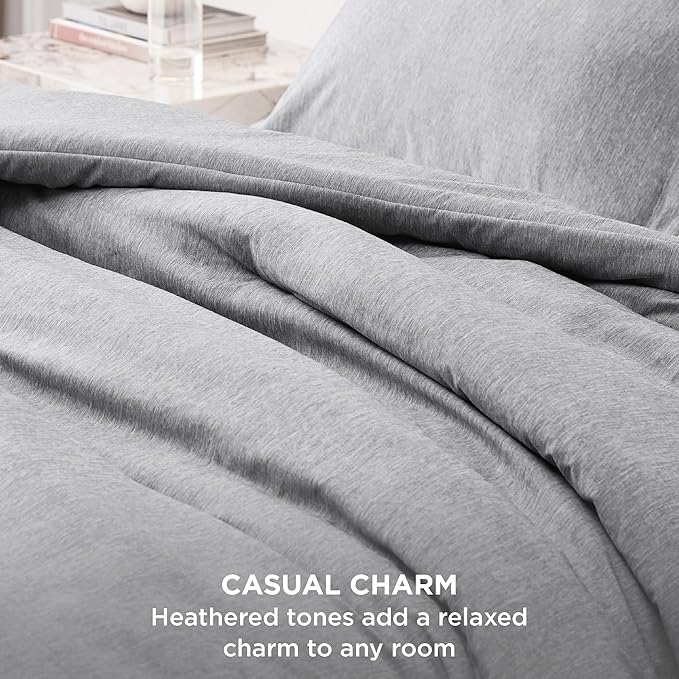Bedsure Oversized Queen Comforter Set - Grey Soft Bedding for All Seasons, Cationic Dyed Bed Set, 3 Pieces, 1 Oversized Queen Size Comforter (98"x98") and 2 Pillow Shams (20"x26"+2")