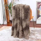 Tuddrom Decorative Extra Soft Faux Fur Blanket Queen Size 80" x 90",Solid Reversible Fuzzy Fluffy Plush Fleece Comfy Microfiber Fur Blanket for Couch Sofa Bed,Tie DyeBrown