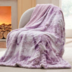 Bedsure GentleSoft Sherpa Fluffy Throw Blanket - Fleece Warm and Cozy Throw for Women Gift, Plush & Fuzzy Faux Fur Christmas Blanket for Couch, Bed Decor, Tie Dye Design, Light Purple, 50x60 Inches