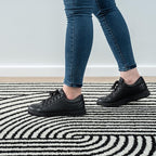 Abani Nuevo Collection Area Rug - Mid-Century Black & Ivory Arch Knot Design - 5' x 8' - for Living Room, Bedroom & Office